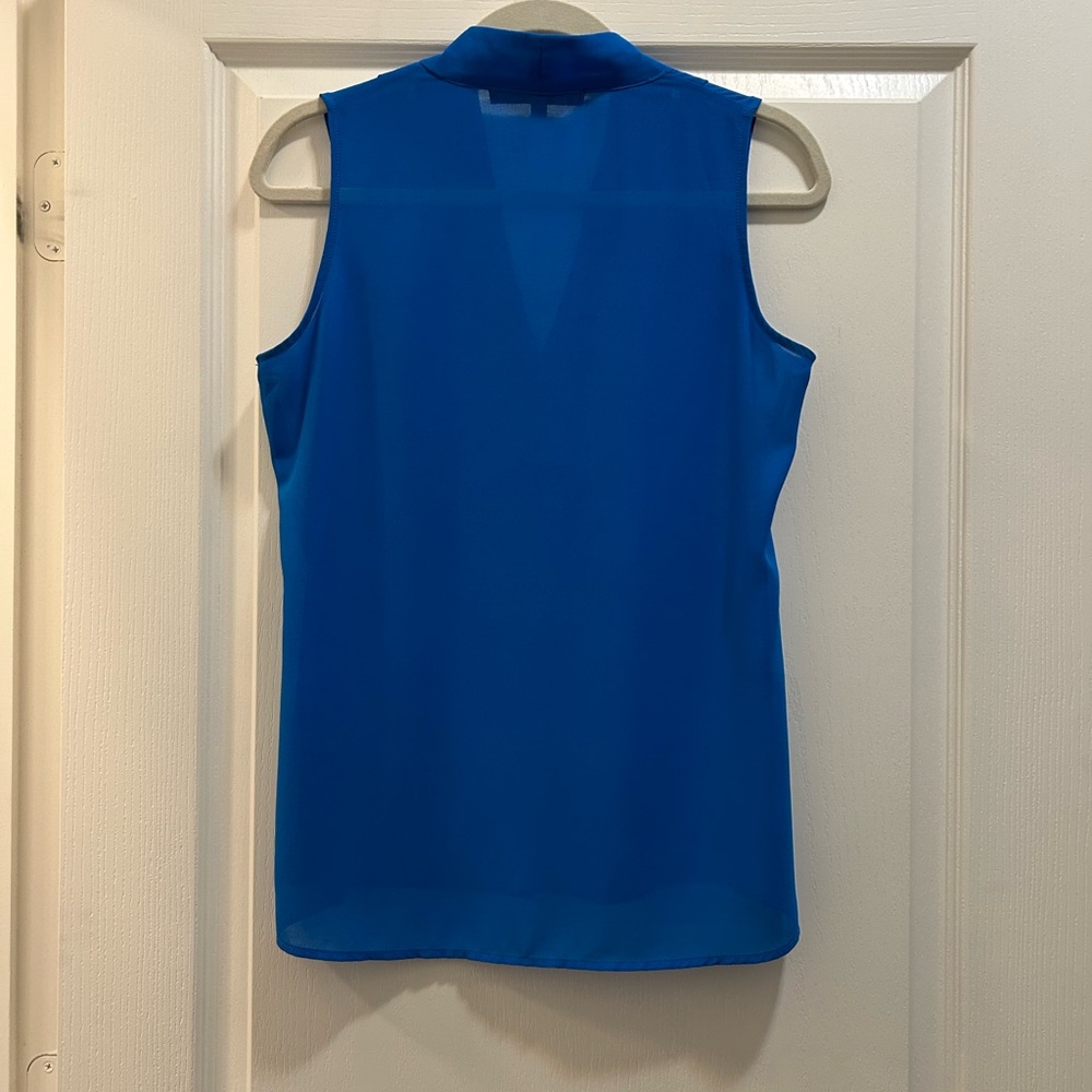 Gorgeous Rose & Olive Blue Sleeveless V-neck  Blouse - Picture 2 of 4